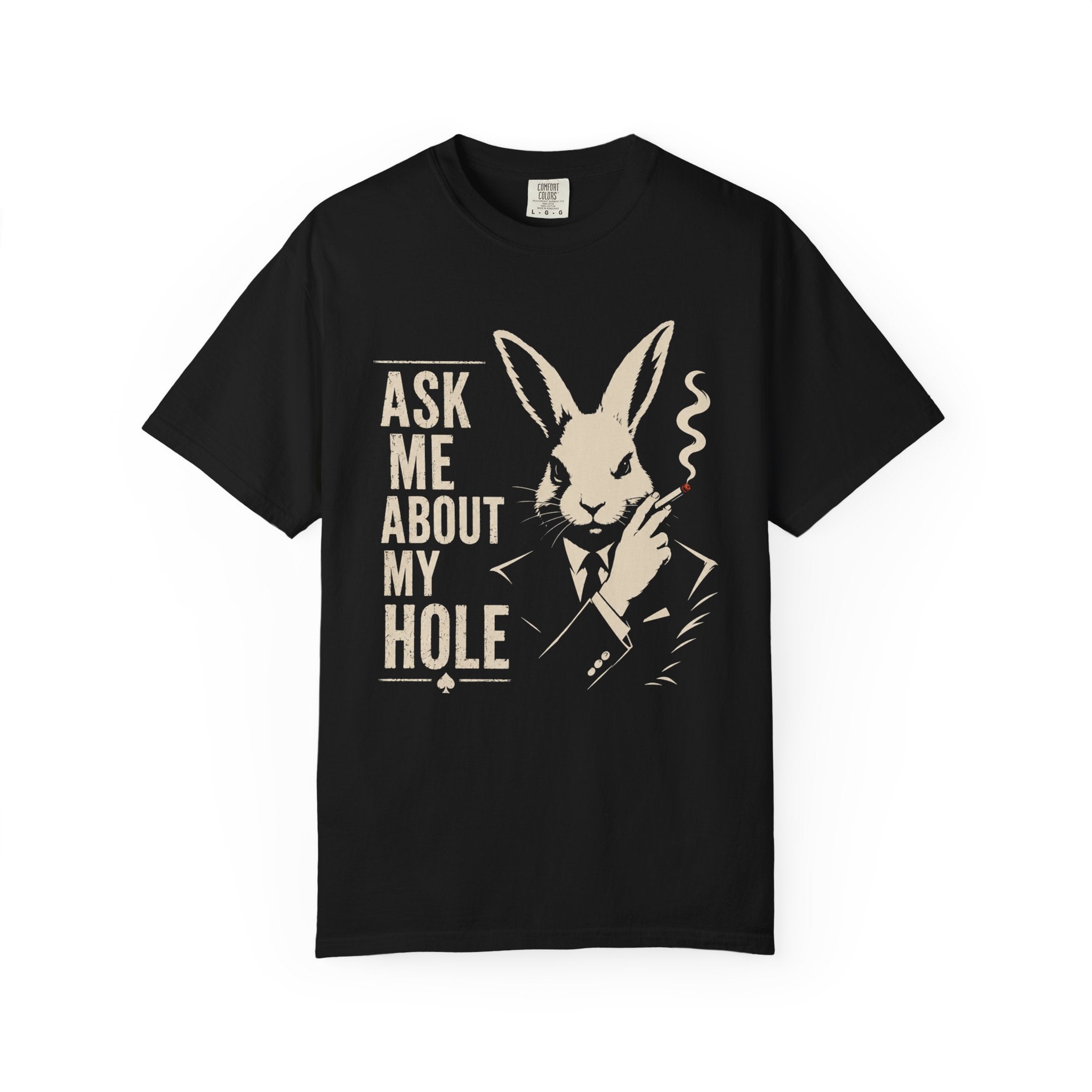 Ask Me About My Rabbit Hole Shirt, Funny Rabbit Graphic Tee, Dark Humor Bunny Shirt, Vintage Rabbit T-Shirt, Comfort Colors