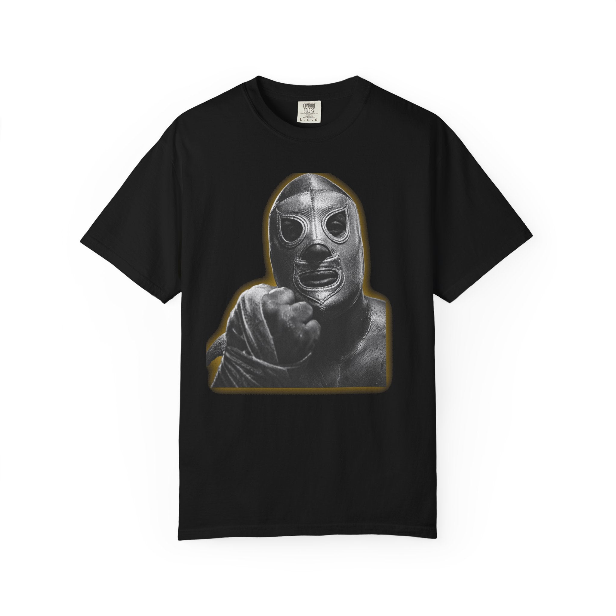 Masked Luchador Graphic T-Shirt, Vintage Wrestling Inspired Tee, Black & White Fighter Art Shirt, Streetwear Comfort Colors