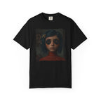 Button Eyes Creepy Doll Shirt, Gothic Girl Graphic Tee, Dark Academia Aesthetic, Horror Portrait T-Shirt, Alternative Fashion Tee
