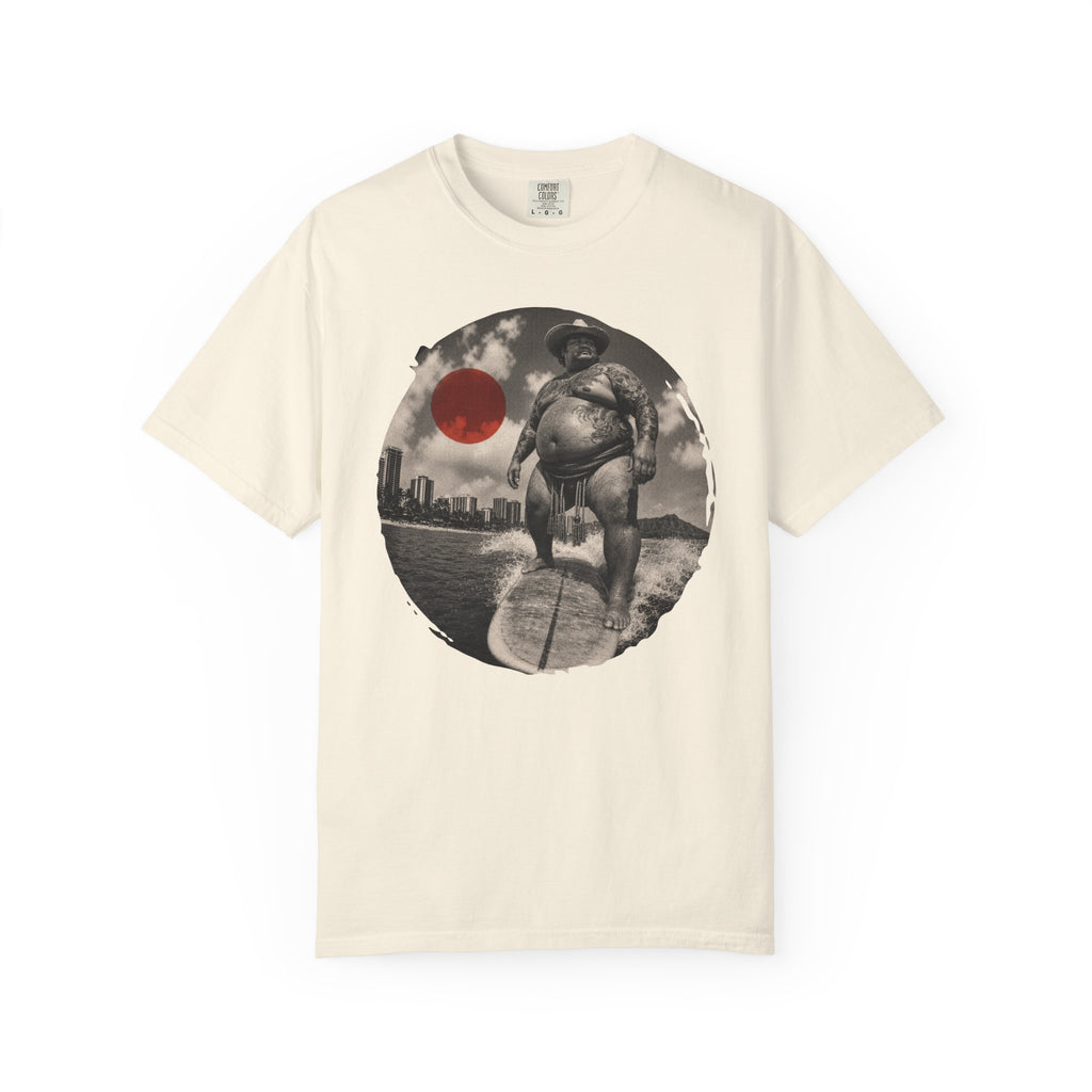 Sumo Surfer Cowboy T-Shirt, Funny Hawaii Surf Tee, Vintage Japanese Style Graphic Shirt, Yakuza Beach Western Streetwear