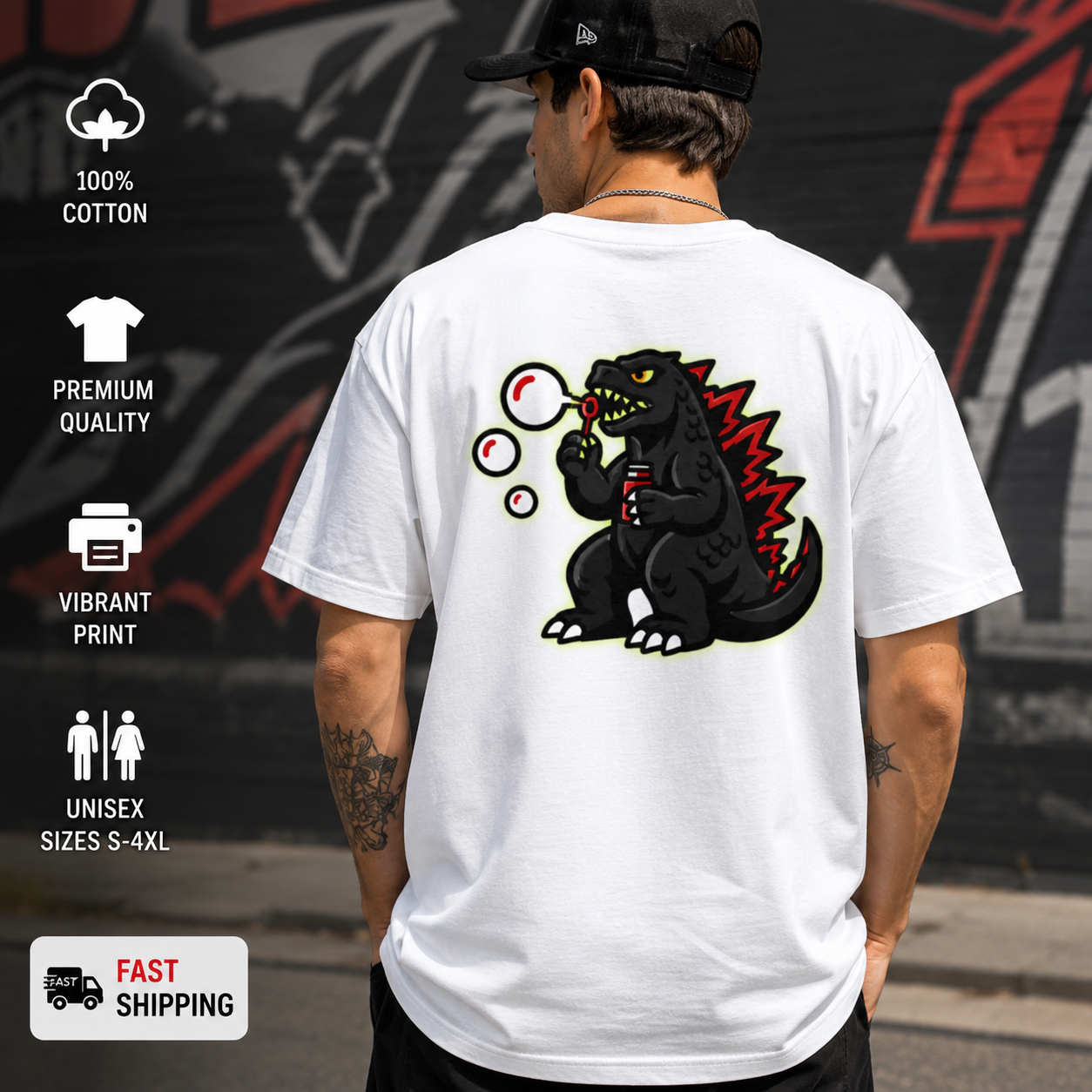 Cute Godzilla Bubble Shirt, Kaiju Pocket Tee, Funny Monster T-Shirt, Japanese Monster Graphic Tee, Anime Inspired Gift, Unisex Tee
