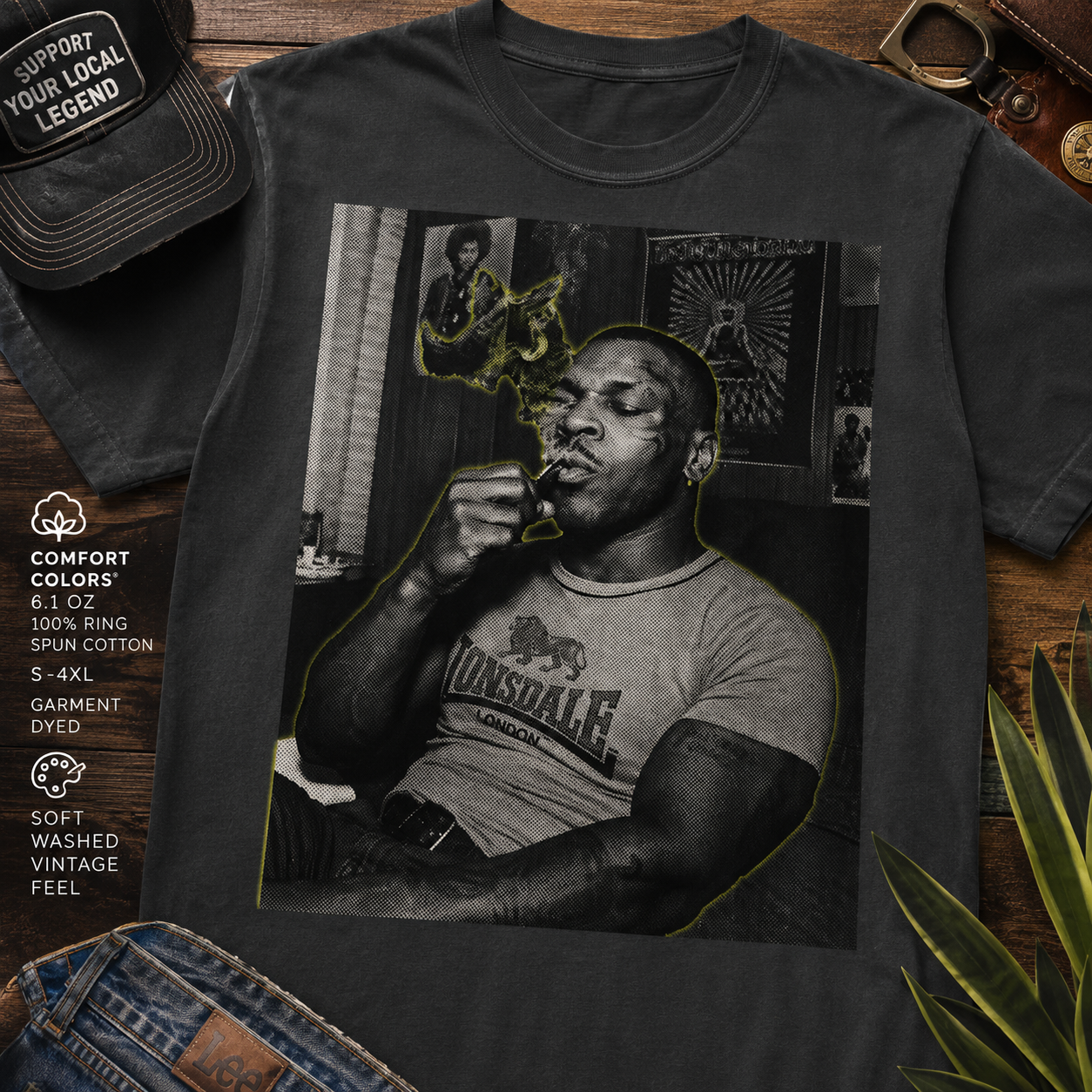 Photo, Psychedelic Boxer Vintage Graphic Tee, Black & White Streetwear Shirt, Trippy Fighter Art, Retro 90s Grunge Comfort Colors Tee