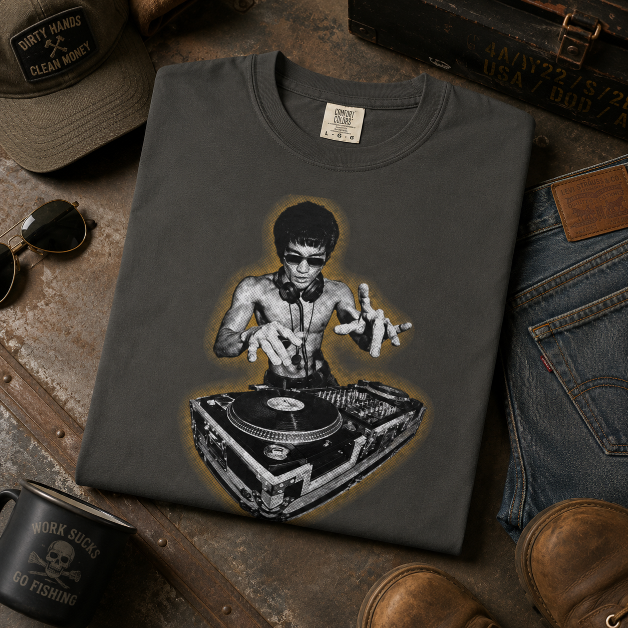 Hip Hop DJ Shirt, Turntable Graphic Tee, Vinyl Record T-Shirt, Music Producer Gift, Streetwear Graphic Tee, Comfort Colors
