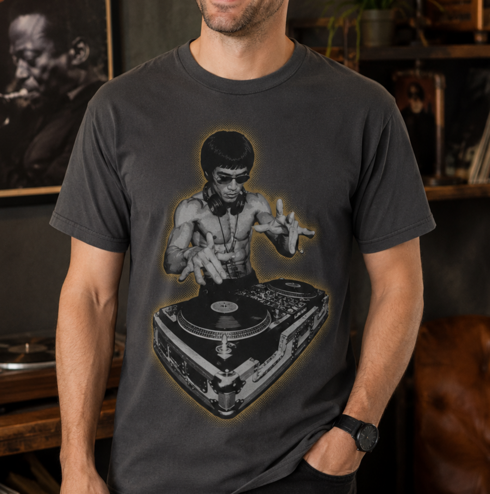 Hip Hop DJ Shirt, Turntable Graphic Tee, Vinyl Record T-Shirt, Music Producer Gift, Streetwear Graphic Tee, Comfort Colors