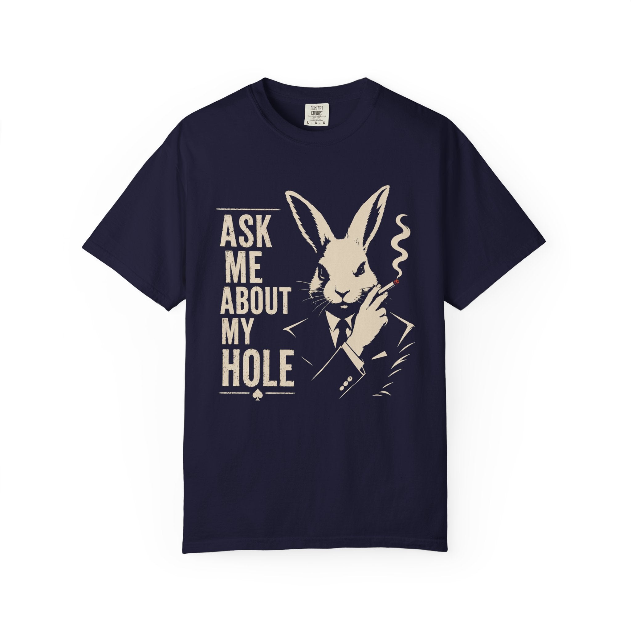 Ask Me About My Rabbit Hole Shirt, Funny Rabbit Graphic Tee, Dark Humor Bunny Shirt, Vintage Rabbit T-Shirt, Comfort Colors